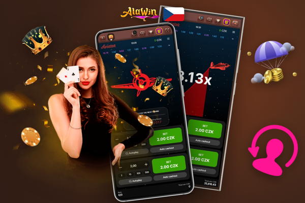 Detail pásky s historií multiplikátorů posledních kol Aviator v Alawin Casino